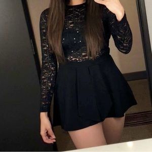 Privy Black Long Sleeve Romper